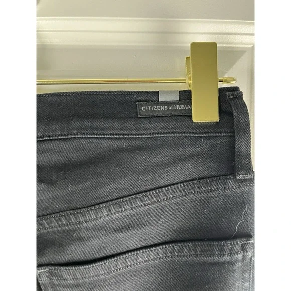 Citizens of Humanity Drew Flounce High Rise Crop Flare Jeans in Soiree Black 25 - Picture 12 of 15